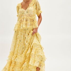 Free People Yellow Mist Maxi Set
